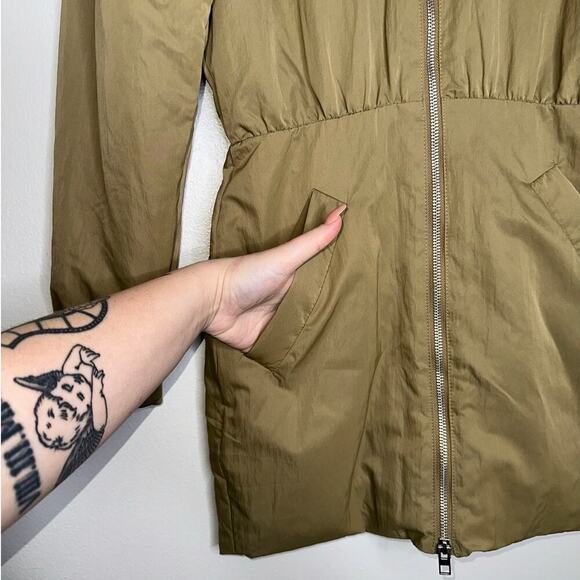 Zara NWT Bomber Mini Dress Synched Waist Olive Green Size Small - Picture 5 of 7